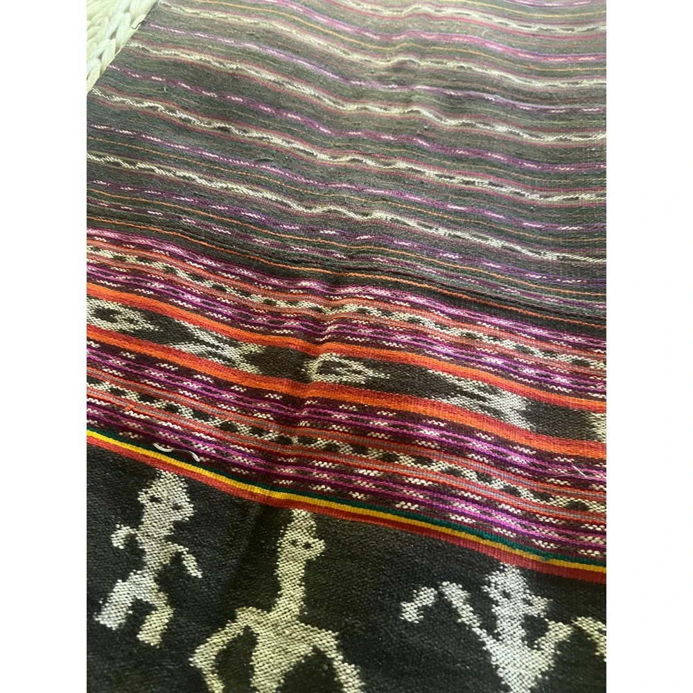 Timor Ikat Hand Woven Bed Runner SpreadTextile  Cotton 21x61 Boho Decor